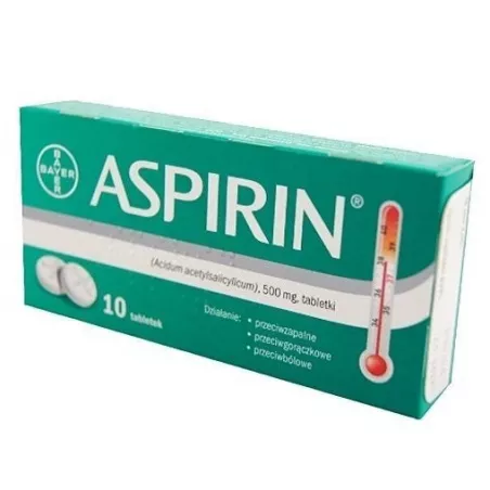 Aspirin tabletki 0.5 g x 10 tabletek leki na gorączkę BAYER SP. Z O.O.