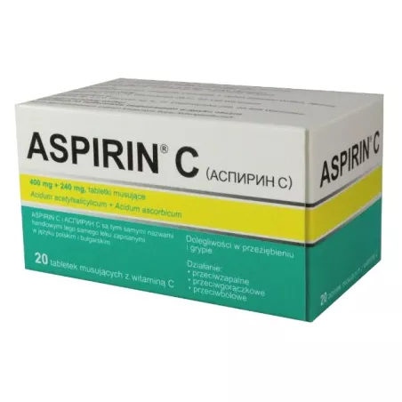 Aspirin c tabletki musujące 400mg+240mg x 20 tabletek Import Równoległy ból BAYER SP. Z O.O.