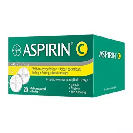 Aspirin C tabletki musujące 400mg+240mg x 20 tabletek leki na gorączkę BAYER SP. Z O.O.