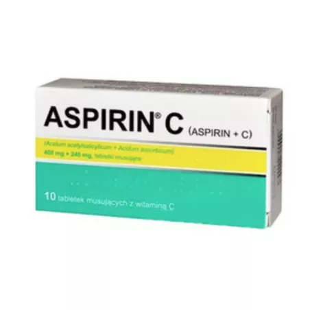 Aspirin C Tabletki musujące 400mg+240mg x 10 tabletek Import Równoległy leki na gorączkę BAYER SP. Z O.O.