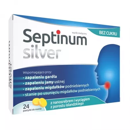 Septinum Silver pastylki do ssania x 24 pastylki leki na ból gardła i chrypkę NATUR PRODUKT PHARMA SP. Z O.O.