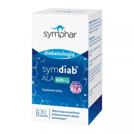 Symdiab ALA 600 mg 30 kapsułek regulacja poziomu cukru SYMPHAR SP. Z O.O.