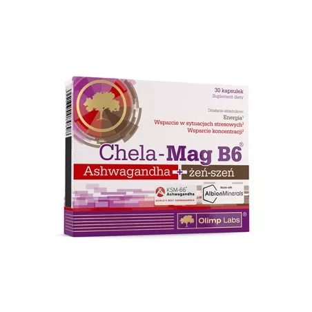 Olimp Chela-Mag B6 Ashwagandha +żeń-szeń x 30 kapsułek ashwagandha OLIMP LABORATORIES