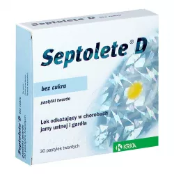 Septolete D x 30 pastylek leki na ból gardła i chrypkę KRKA D.D. NOVO MESTO