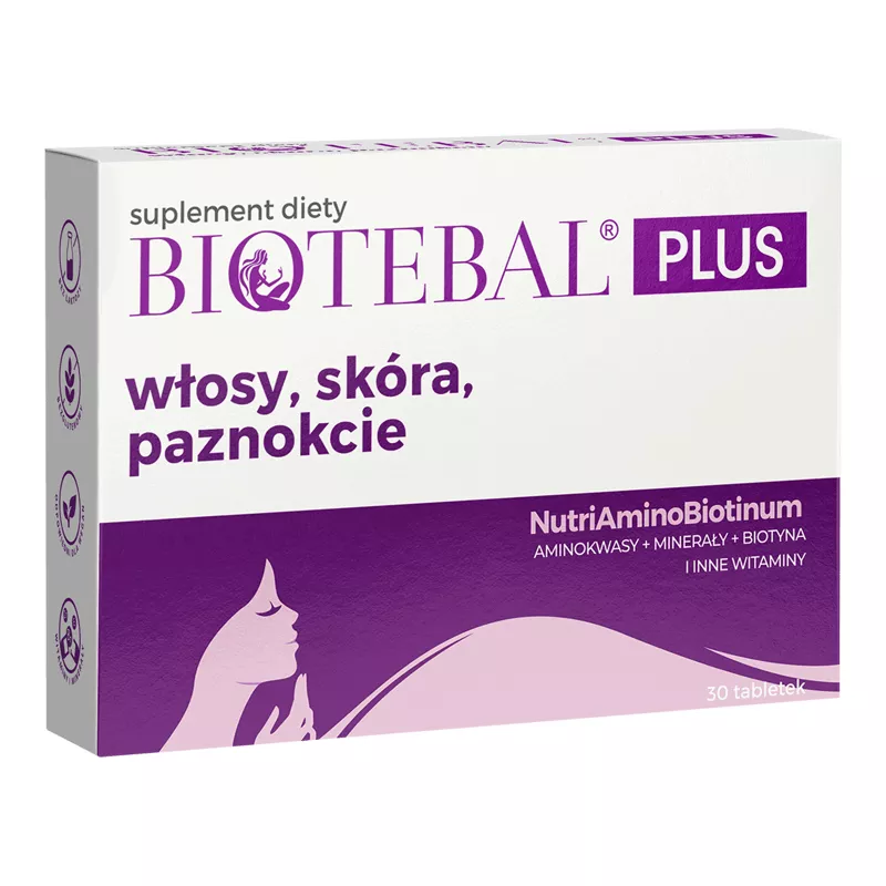 ZAKŁADY FARMACEUTYCZNE POLPHARMA S.A. Biotebal PLUS włosy skóra paznokcie x 30 tabletek — Składniki i ocena