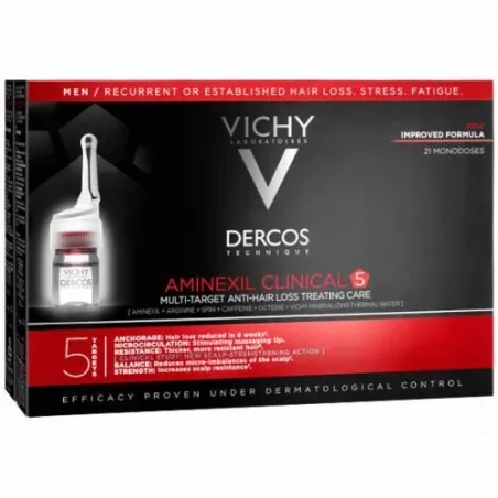 Vichy Dercos Aminexil dla mężczyzn 6 ml x 21 ampułek wypadanie włosów VICHY
