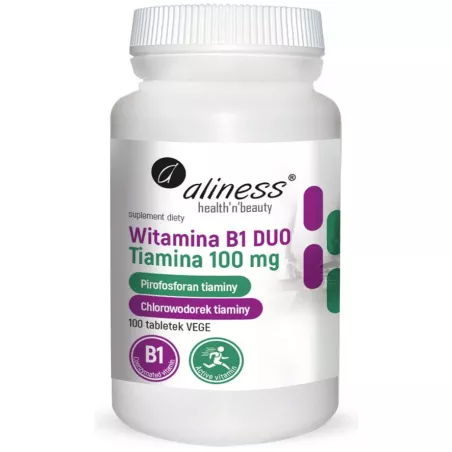 Aliness Witamina B1 tiamina DUO 100 mg 100 tabletek witaminy z grupy B Aliness