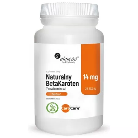 Aliness Beta Karoten naturalny 14 mg 100 tabletek witamina A Aliness