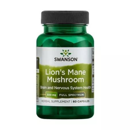 SWANSON Lion's Mane 500 mg 60 kapsułek wrzody żołądka, zgaga, refluks Swanson