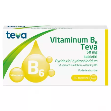 Vitaminum B6 Teva tabletki 50mg x 50 tabletek witaminy z grupy B TEVA PHARMACEUTICALS POLSKA SP. Z O. O.