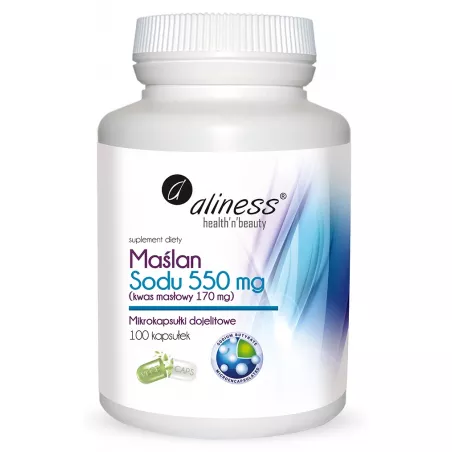 Aliness Maślan Sodu 550 mg 100 kapsułek preparaty na jelito drażliwe Aliness