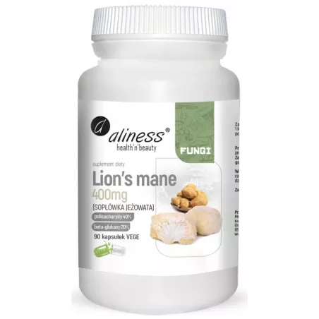 Aliness Lion's Mane soplówka jeżowata 90 kapsułek leki i suplementy na cholesterol Aliness