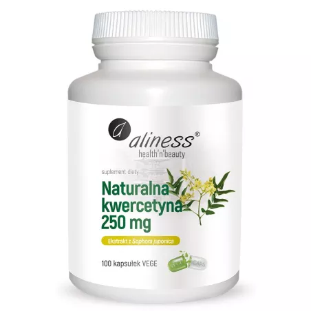 Aliness Kwercetyna naturalna 250 mg 100 kapsułek antyoksydanty Aliness