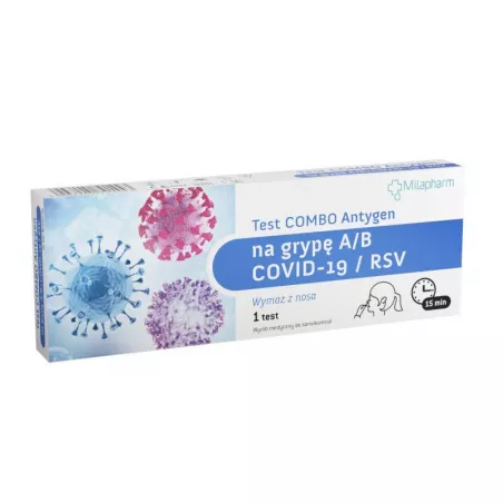 Test Combo Antygen na grypę A/B + COVID-19/RSV 1 sztuka Testy diagnostyczne MILAPHARM SP. Z O.O.
