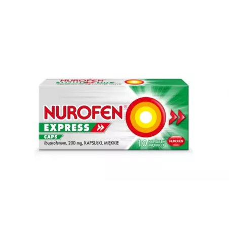 Nurofen express Caps kapsułki miękkie 200 mg x 10 kapsułek tabletki przeciwbólowe RECKITT BENCKISER POLAND S.A.