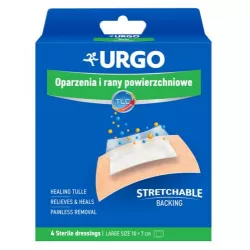 URGO Sterylne opatrunki na oparzenia i rany powierzchniowe / duże / 4 sztuki Opatrunki i art. higieniczne LABORATORIA POLFA Ł...