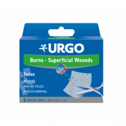 URGO Opatrunek na oparzenia i rany powierzchniowe / 5 x 5cm / 6 sztuk ( data ważności 30.07.2025 ) Opatrunki i art. higienicz...