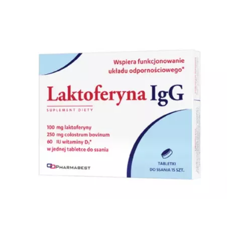 Laktoferyna IgG tabletki do ssania x 15 tabletek naturalne preparaty na odporność PHARMABEST SP. Z O.O.