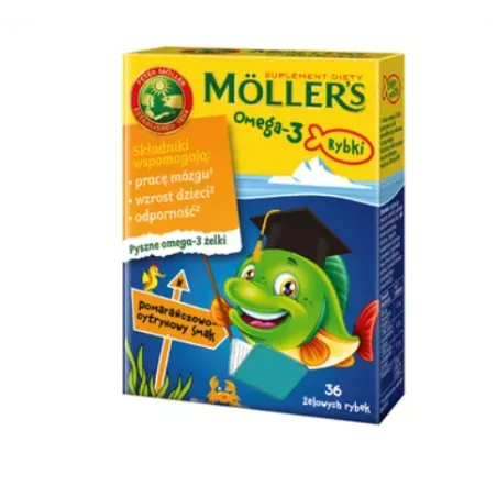 Mollers Omega-3 rybki pomarańczowo - cytrynowe x 36 żelek preparaty na odporność dla dzieci ORKLA CARE S.A.