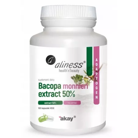 Aliness Bacopa Monnireni 50% 500 mg x 100 kapsułek Sprawny umysł Aliness