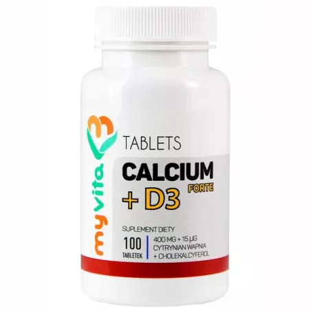 MyVita Calcium + D3 Forte x 100 tabletek ( data ważności 30.06.2024 ) wapń MyVita