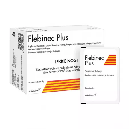 Flebinec Plus saszetki x 14 sztuk preparaty na obrzęki ALFASIGMA POLSKA SP.Z O.O.