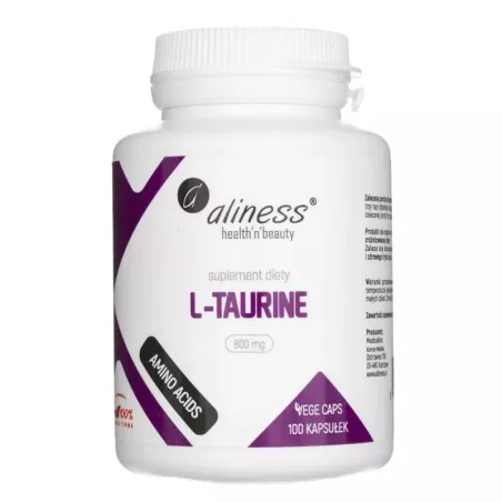 Aliness L-Taurine 800 mg x 100 kapsułek dla sportowców Aliness
