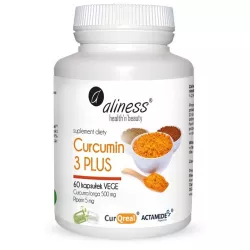 Aliness Curcumin 3 plus z piperyną 60 kapsułek Skóra Włosy i paznokcie Aliness
