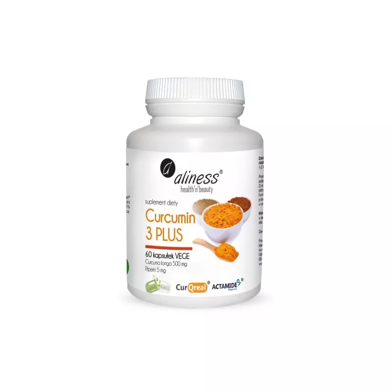 Aliness Aliness Curcumin  3 plus z piperyną 60 kapsułek — Składniki i ocena