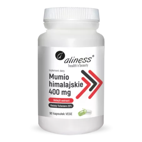 Aliness Mumio himalajskie (Shilajit extract) 400 mg 90 kapsułek naturalne preparaty na odporność Aliness