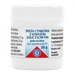 Pasta cynkowa z kwasem salicylowym x 20 g preparaty na trądzik PRZEDSIĘBIORSTWO PRODUKCJI FARMACEUTYCZNEJ HASCO-LEK S.A.