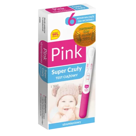Hydrex Test ciążowy Pink Super Czuły strumieniowy x 1 sztuka testy ciążowe HYDREX DIAGNOSTICS SP. Z O.O.SP.K.