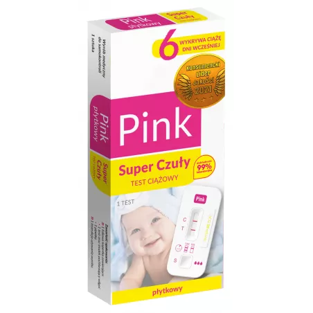 Hydrex Test ciążowy Pink Super Czuły płytkowy x 1 sztuka rzadka sprzedaż HYDREX DIAGNOSTICS SP. Z O.O.SP.K.