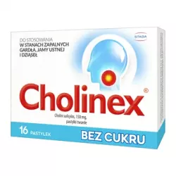 Cholinex pastylki 0.15 g bez cukru x 16 sztuk leki na ból gardła i chrypkę GLAXOSMITHKLINE CONSUMER HEALTHCARE SP. Z O.O.