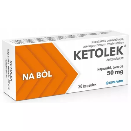 Ketolek 50 mg 20 kapsułek tabletki przeciwbólowe SUN-FARM SP. Z O.O.
