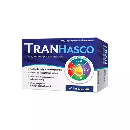 Tran Hasco 500 mg 60 kapsułek miękkich naturalne preparaty na odporność PRZEDSIĘBIORSTWO PRODUKCJI FARMACEUTYCZNEJ HASCO-LEK ...
