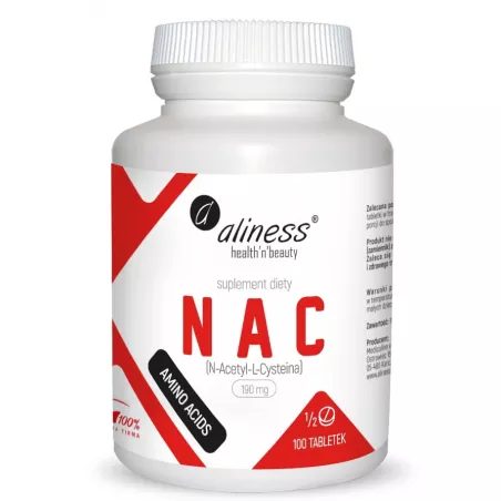 Aliness L-cysteina NAC N-acetyl 190 mg x 100 kapsułek leki na kaszel Aliness