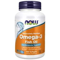 Now Foods Omega-3 fish oil x 100 kapsułek na wzmocnienie krążenia NOW FOODS