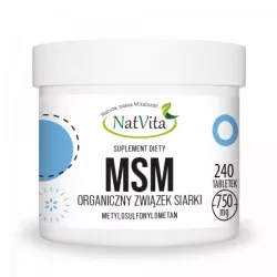 NatVita MSM siarka organiczna 750mg 240 tabletek ( data ważności 30.09.2024 ) wzmocnienie NatVita