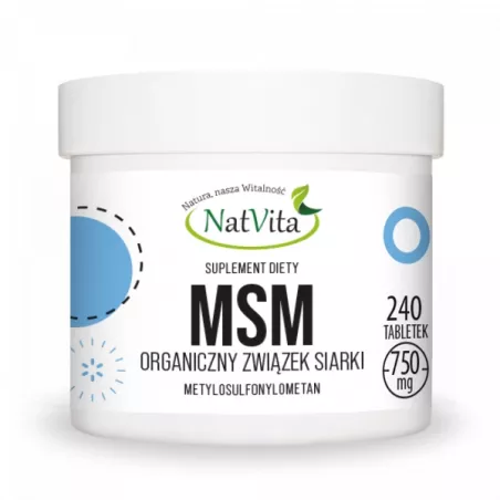 NatVita MSM siarka organiczna 750mg 240 tabletek wzmocnienie NatVita