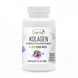 NatVita Kolagen z Ryb + Dzika Róża 300 mg 100 kapsułek suplementy na skórę włosy i paznokcie NatVita