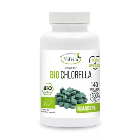 NatVita BIO Chlorella 500mg 140 tabletek algi i wodorosty NatVita