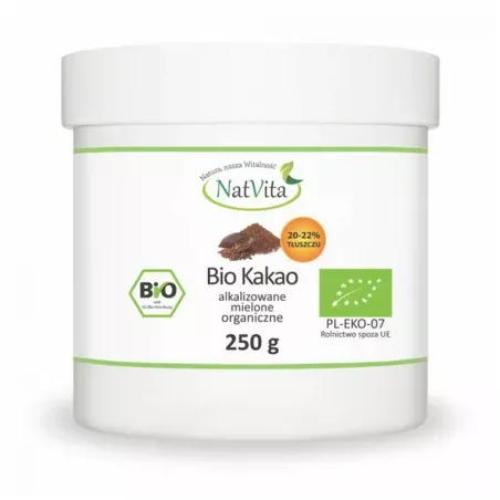 NatVita Kakao mielone (20-22% tłuszczu) x 250 g Superfoods NatVita