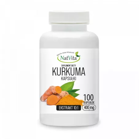NatVita Kurkuma ekstrakt 10:1 400 mg 100 kapsułek antyoksydanty NatVita