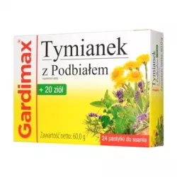 Gardimax Tymianek Z Podbiałem + 20 Ziół x 24 pastylki leki na ból gardła i chrypkę TACTICA PHARMACEUTICALS SP. Z O.O.