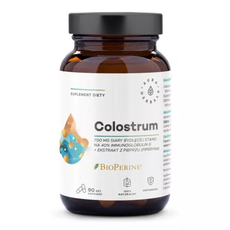 Aura Herbals Colostrum 700 mg + BioPerine 90 kapsułek colostrum Aura Herbals