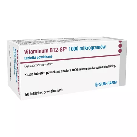 Vitaminum B12-SF 1 mg 50 tabletek witaminy z grupy B SUN-FARM SP. Z O.O.