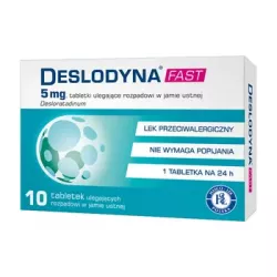 Deslodyna Fast 5 mg x 10 tabletek tabletki na alergię PRZEDSIĘBIORSTWO PRODUKCJI FARMACEUTYCZNEJ HASCO-LEK S.A.