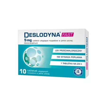 Deslodyna Fast 5 mg x 10 tabletek tabletki na alergię PRZEDSIĘBIORSTWO PRODUKCJI FARMACEUTYCZNEJ HASCO-LEK S.A.