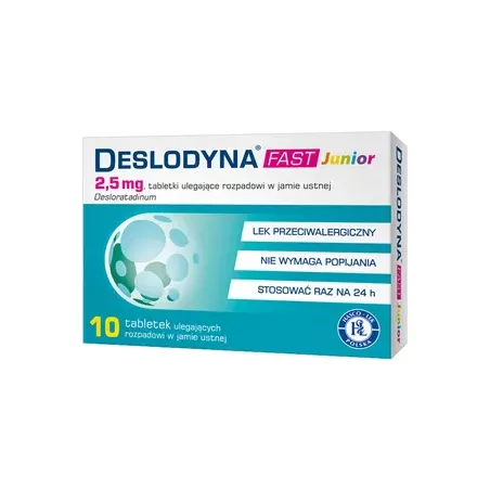 Deslodyna Fast Junior 2,5 mg x 10 tabletki alergia u dzieci PRZEDSIĘBIORSTWO PRODUKCJI FARMACEUTYCZNEJ HASCO-LEK S.A.